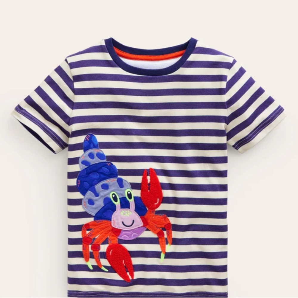 Mini Boden Striped Crab Shirt